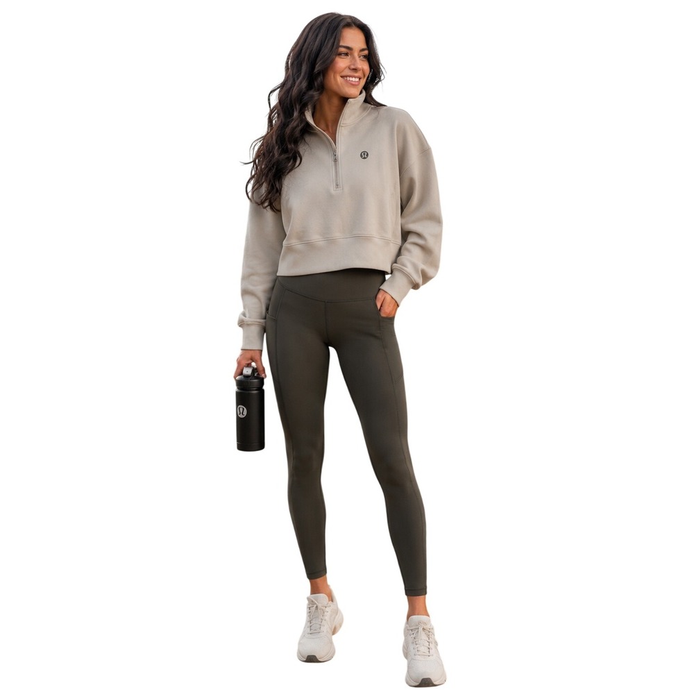 Lululemon Fast & Free High-Rise 25" Nulux Dark Olive Leggings Size 4 - Picture 2 of 16